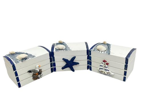 Trinket Boxes Asst. 3 With FISHING Nets Starfish Seagull Sail