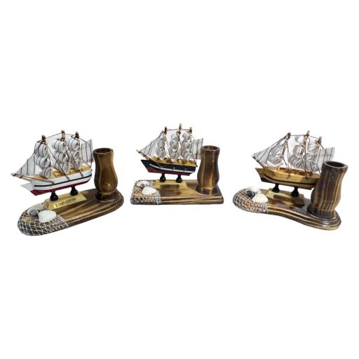 Three Masts Ship With PEN Holder Sea Shells And Fishing Net Asst.