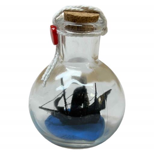 Ship In A GLASS Bottle Black Sailboat