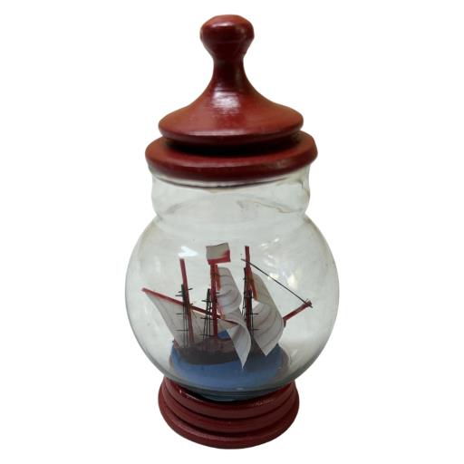 Ship In A GLASS Bottle Yellow Sailboat