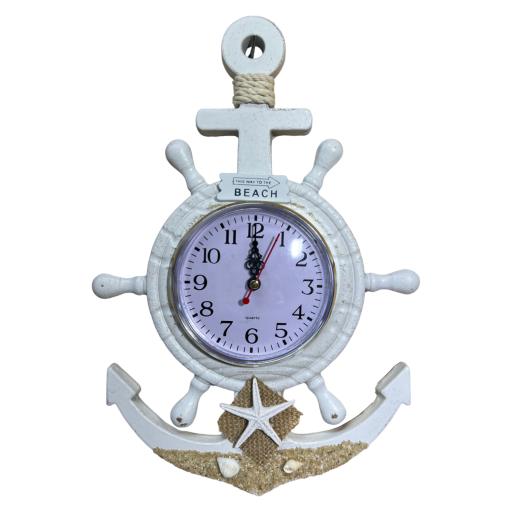 Wall Clock Ships' Wheel And Anchor Shape Starfish FISHING Net White