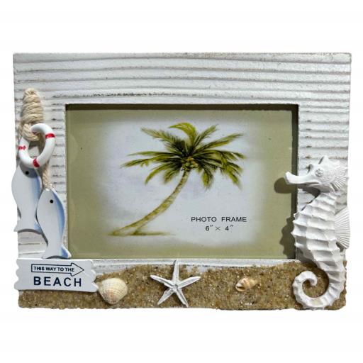 Picture FRAME 4X6 Sea Horse Fishes Starfish White