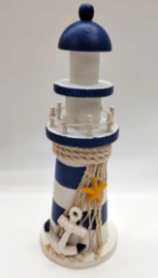 Lighthouse With Anchor And FISHING Net Navy Blue White