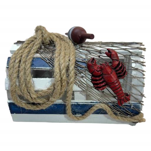 Lobster Trap With Ropes Lobsters And FISHING Net Navy Blue White Red