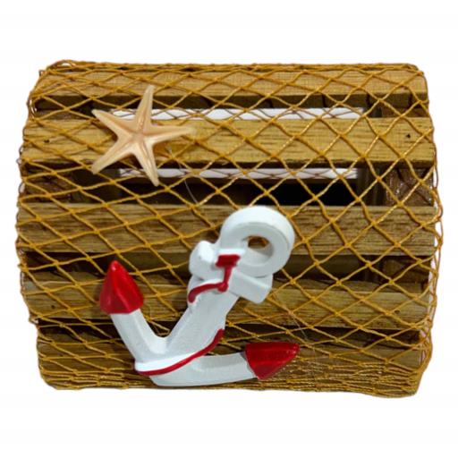 Lobster Trap With Ropes Anchor Starfish And FISHING Net Orange White Red