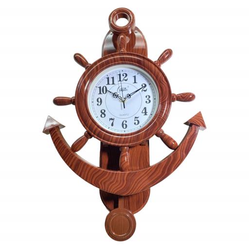 Hanging CLOCK Anchor & Ships Wheel