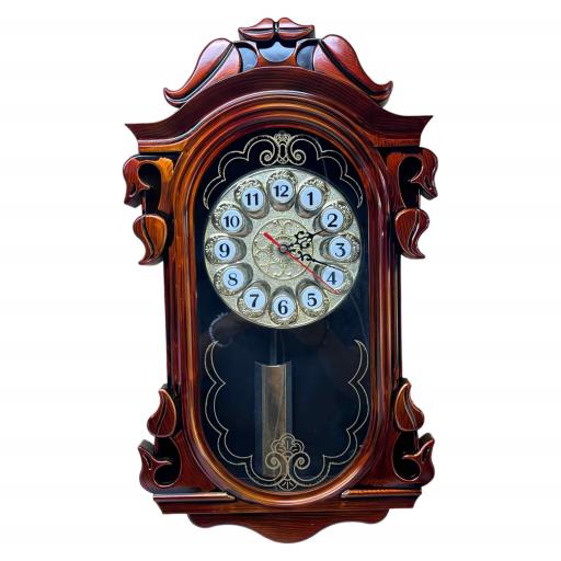 Wall Clock Grandfather Clock With Pendulum Maroon GOLD