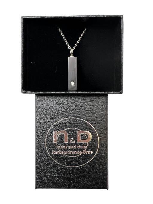 Stainless Steel PENDANT Black Color Rectangle Box With Clear St