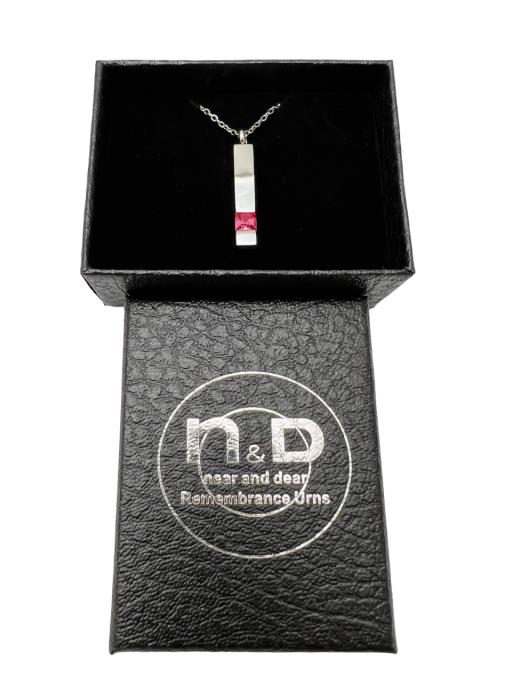 Stainless Steel PENDANT Rectangle Box With Pink Stone