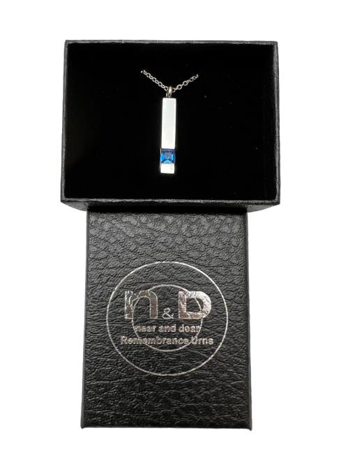Stainless Steel PENDANT Rectangle Box With Blue Stone