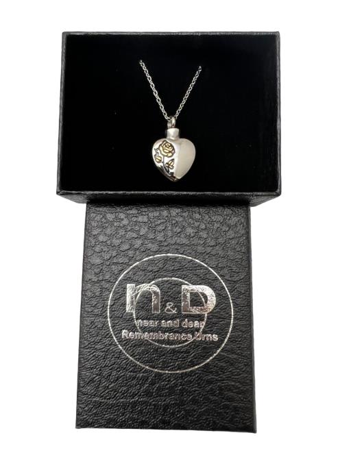 Stainless Steel PENDANT Heart With An Engraved Rose