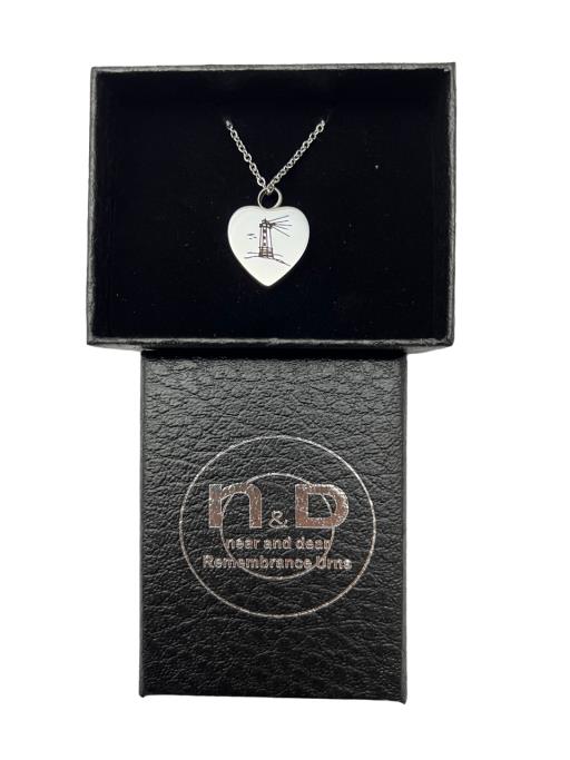 Stainless Steel PENDANT Heart With Engraved Lighthouse