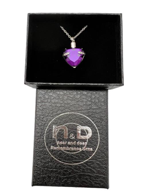 Stainless Steel PENDANT Purple Glass Diamond