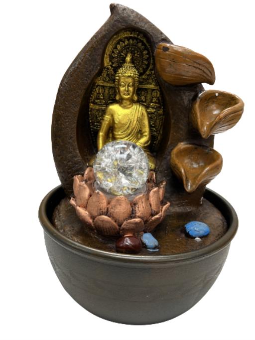 Fountain Meditating Buddha GOLD
