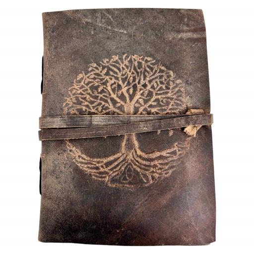 Natural Round Tree Of Life Handmade LEATHER Journal With LEATHER String