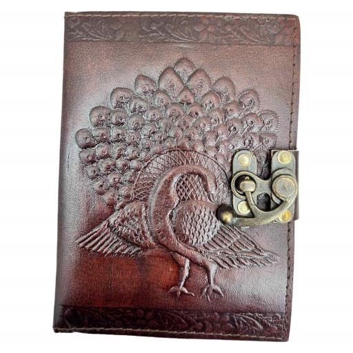 Peacock Handmade LEATHER Journal With Lock