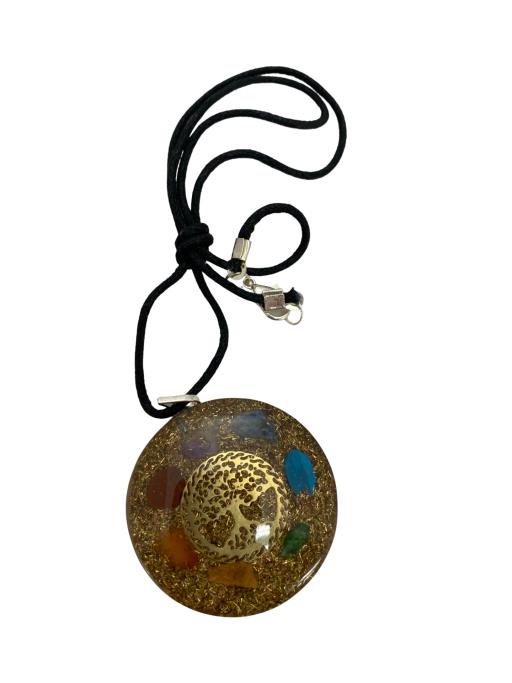 Seven Chakra Copper Dust Orgonite PENDANT With Tree Of Life