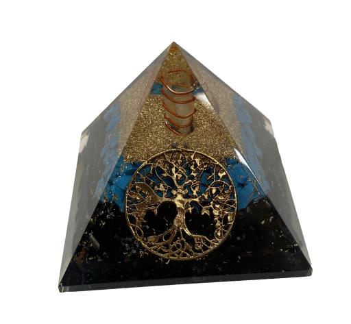 Turquoise Black Tourmaline With Tree Of Life Orgonite Pyramid
