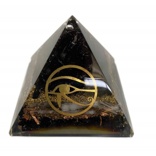 Black Tourmaline Selenite With Eye Of Horus Orgonite Pyramid