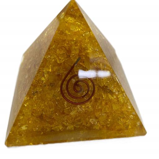 Yellow Citrine Onyx Orgonite Pyramid