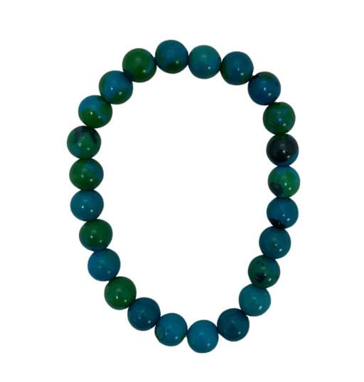 Chrysocolla (Synthetic) BRACELET Calms Cleanses Re-Energizes And Aligns All Chakras 8Mm