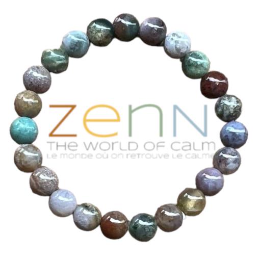 Indian Agate Stone BRACELET For Physical & Emotional Balance Healing Grounding Protection 8Mm