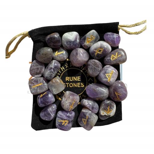 Amethsyt Crystal Rune Set Is Known For Its Calming Energy Is Used For Stress Relief And Spiritual Gr