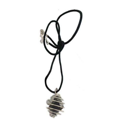 Agate Black Tourmaline Raw Stone Wrapping PENDANT With Chain