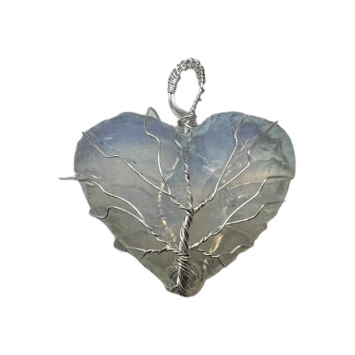 Opalite  Heart Shape  Tree Of Life Wire Wrapped PENDANT