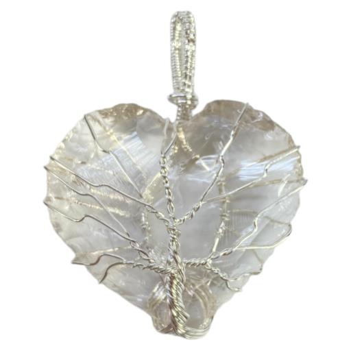 Heart Shape Clear Quartz PENDANT Wrapped With The Wire