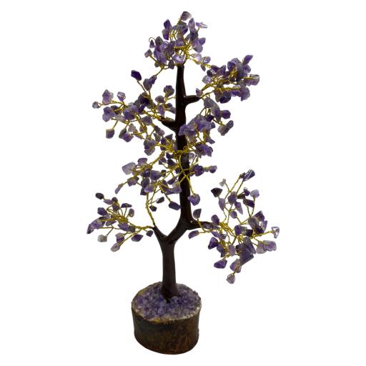 AMETHYST Crystal Gemstone Tree Used For Calming Energy & Stress Relief And Spiritual Growth (Wood Ba