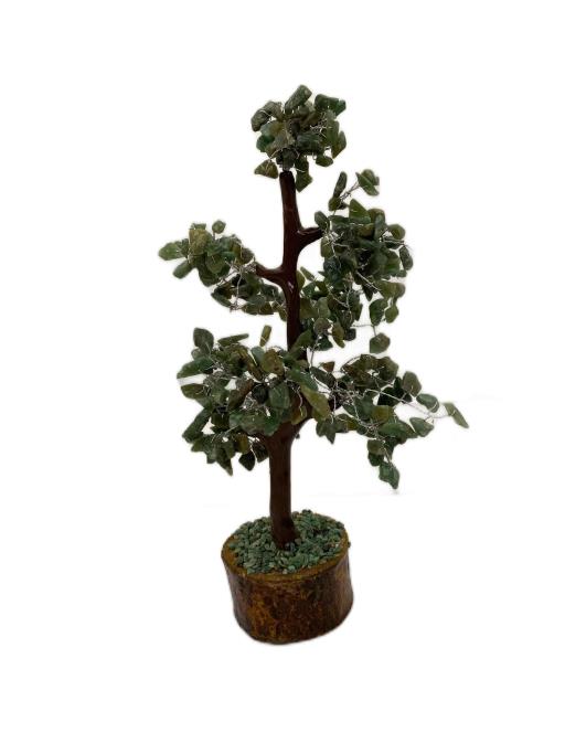 Green Mica Jade Gemstone Tree Brings Wealth Prosperity And Good Luck (Wood Base) 300 CHIPs