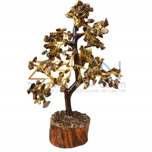 Tiger Eye Gemstone Tree Promotes Wealth Prosperity And Good Fortune (WOOD Base) 300 Chips