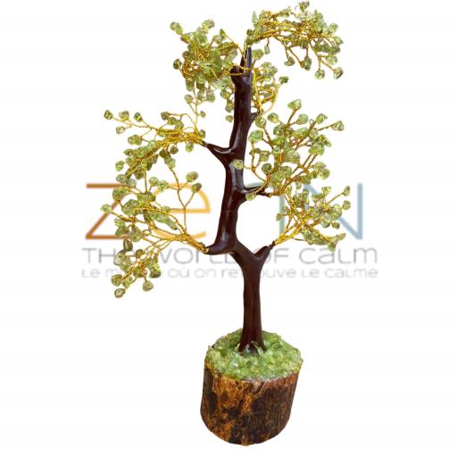 PERIDOT (Dyed) Gemstone Tree Enhances Confidence Prosperity Abundance & Happiness (Wood Base) 300 Ch