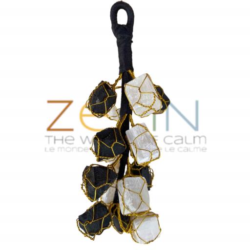 Handmade Healing Crystals Window Wall Car Hanging Ornament Stone Black Tourmaline Clear Quartz MATTE