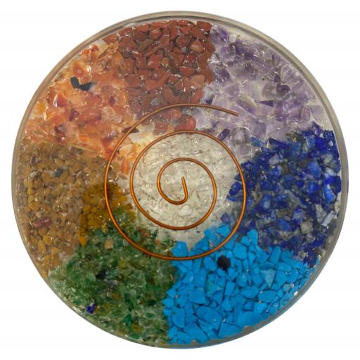 7 Chakra Gemstone Coaster With Copper Coil