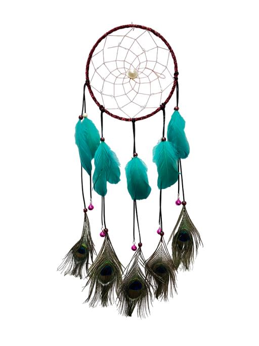 Circular DREAM CATCHER With White Stone & Peacock Feather