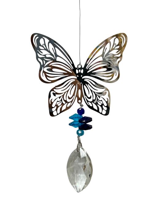 Stainless Steel Crystal Sundrop - Butterfly WIND CHIME