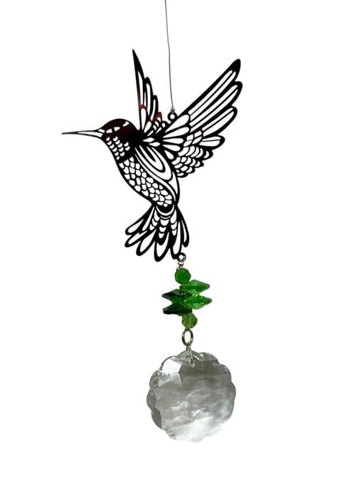 Stainless Steel Crystal Sundrop - Hummingbird WIND CHIME