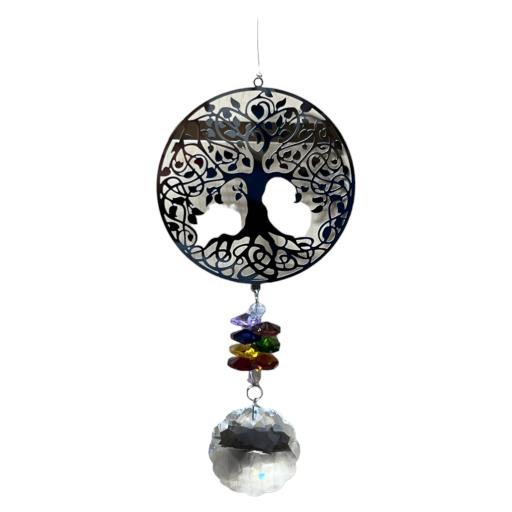 Stainless Steel Crystal Sundrop - Tree Of Life WIND CHIME