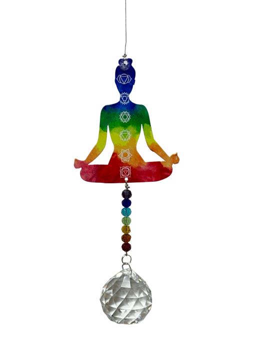 Stainless Steel Crystal Sundrop - Seven Chakra WIND CHIME