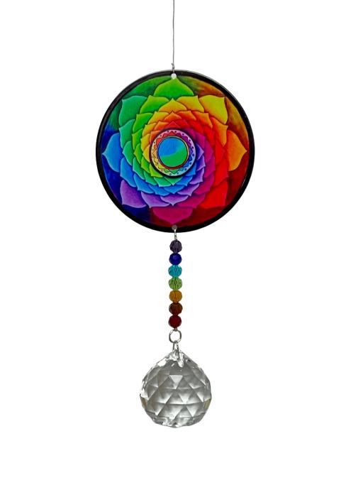 Stainless Steel Crystal Sundrop - FLOWER Of Life Seven Chakra Wind Chime