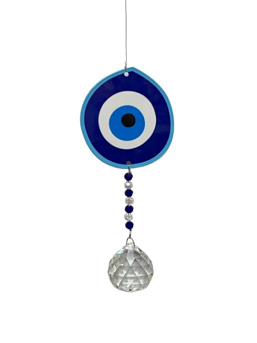 Stainless Steel Crystal Sundrop - Evil Eye WIND CHIME