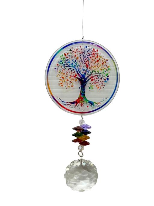 Stainless Steel Crystal Sundrop -Tree Of Life WIND CHIME