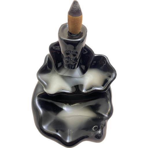 Black Ceramic Waterfall Backflow INCENSE Cone Burner  - Aromatherapy