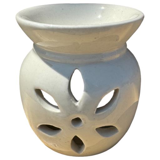 Ivory Ceramic Flower Design Oil Burner/Difuser TEALIGHT Holder  - Aromatherapy