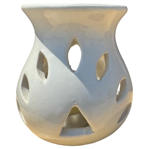 White Ceramic Flower Petal Design Oil Burner/Difuser TEALIGHT Holder  - Aromatherapy
