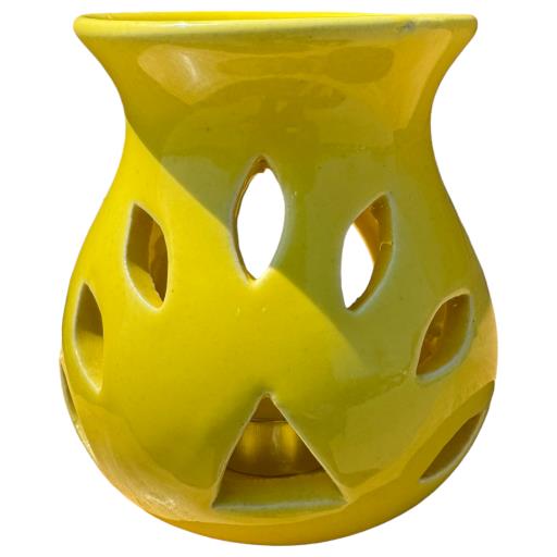 Yellow Ceramic Flower Petal Design Oil Burner/Difuser TEALIGHT Holder  - Aromatherapy