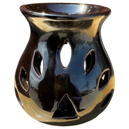 Black Ceramic Flower Petal Design Oil Burner/Difuser TEALIGHT Holder  - Aromatherapy