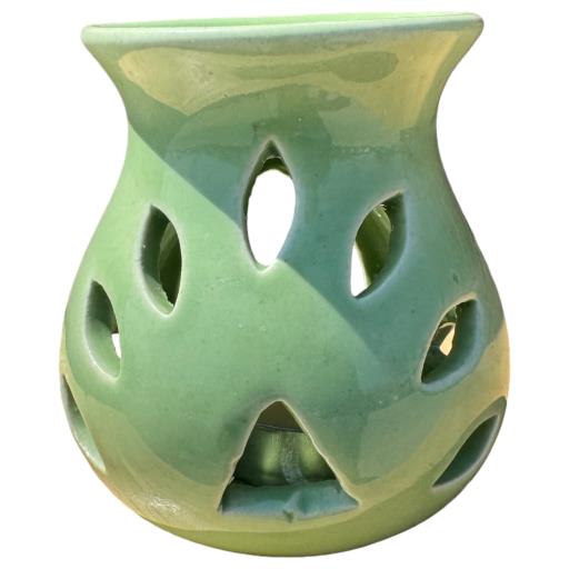 Green Ceramic Flower Petal Design Oil Burner/Difuser TEALIGHT Holder  - Aromatherapy